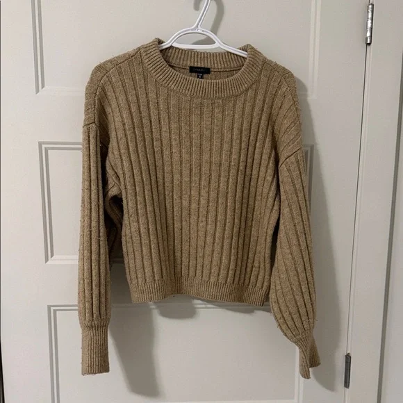 Dynamite Camel Ribbed Crew Neck Sweater - Picture 1 of 3